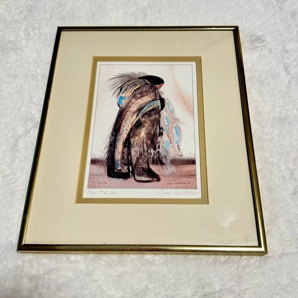 Four Fish Now by Anna Hawthorne Signed Framed Native American Indian 80s VTG Art - Picture 2 of 12